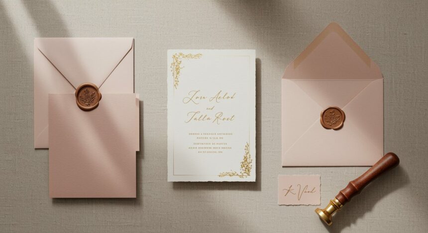 freepik premium flatlay of elegant invitation cards and ma 53720