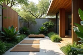 Gartengestaltung mit Matten für Privatsphäre