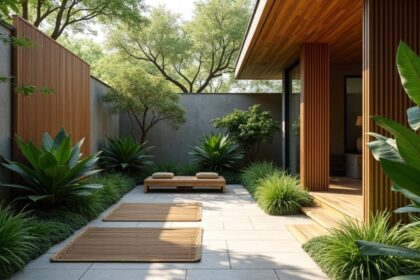 Gartengestaltung mit Matten für Privatsphäre