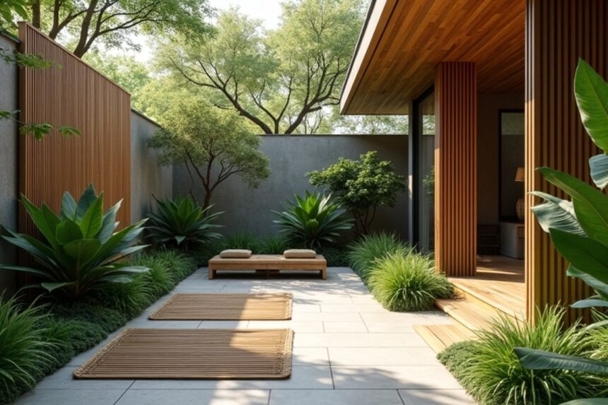 Gartengestaltung mit Matten für Privatsphäre